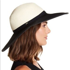 Ted Baker Colorblock Cream Black Wide Brim Sun Hat Beach Vacation